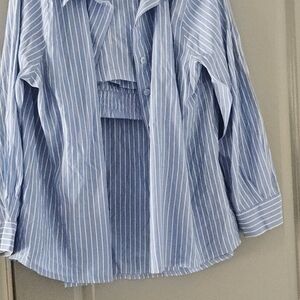 Blue Striped Women’s Bermudas Shorts - Classic Summer Style